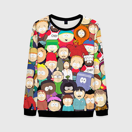 Мужской свитшот South Park персонажи / 3D-Черный – фото 1