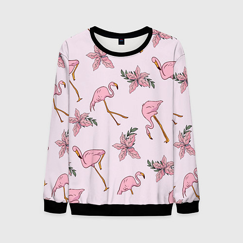 Мужской свитшот Розовый фламинго / 3D-Черный – фото 1
