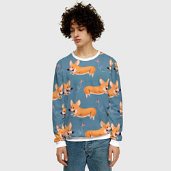 Свитшот мужской Корги с бабочкой, цвет: 3D-белый — фото 2