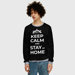 Свитшот мужской Keep calm and stay at home, цвет: 3D-меланж — фото 2