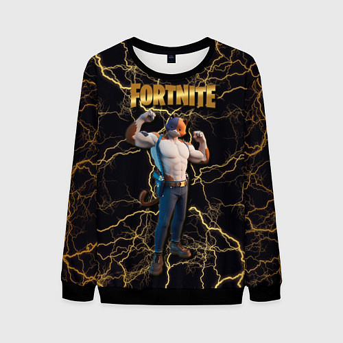 Мужской свитшот Meowcles Fortnite 2 / 3D-Черный – фото 1