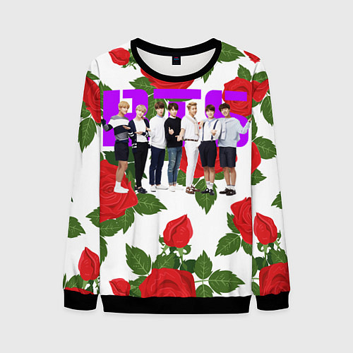 Мужской свитшот BTS Roses White / 3D-Черный – фото 1