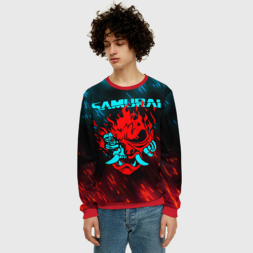 Мужской свитшот CYBERPUNK 2077 SAMURAI / 3D-Красный – фото 3