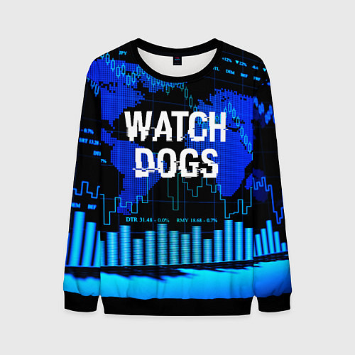 Мужской свитшот Watch Dogs / 3D-Черный – фото 1