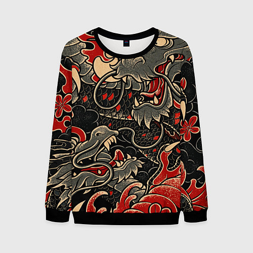Мужской свитшот Dsquared tatoo DRAGON / 3D-Черный – фото 1