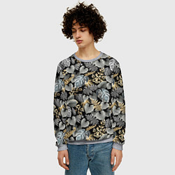 Свитшот мужской Серебряные листочки, цвет: 3D-меланж — фото 2