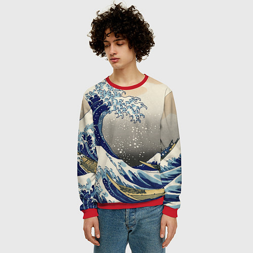 Мужской свитшот ЯПОНСКАЯ КАРТИНА / 3D-Красный – фото 3