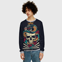 Свитшот мужской Змея с короной на черепе, цвет: 3D-меланж — фото 2