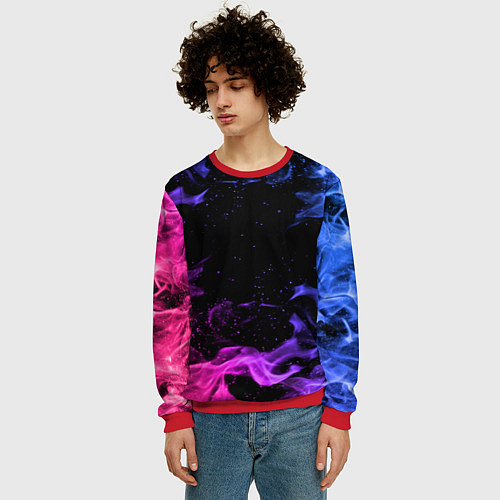 Мужской свитшот ОГОНЬ НЕОН / 3D-Красный – фото 3