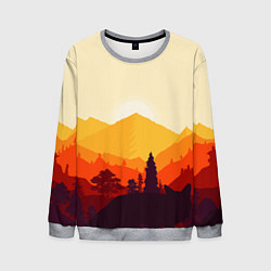 Свитшот мужской Горы закат пейзаж лиса арт, цвет: 3D-меланж