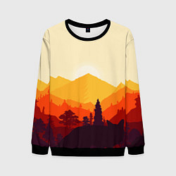 Свитшот мужской Горы закат пейзаж лиса арт, цвет: 3D-черный