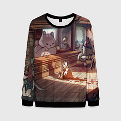 Свитшот мужской Кошачий город, цвет: 3D-черный