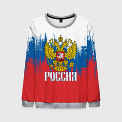 Свитшот мужской РОССИЯ ТРИКОЛОР, цвет: 3D-меланж