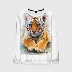 Свитшот мужской Tiger Art, цвет: 3D-белый