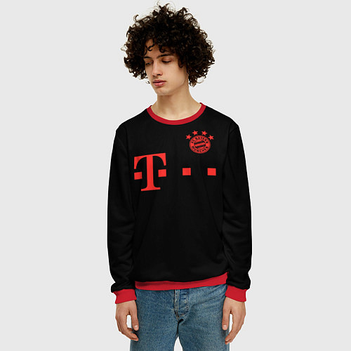 Мужской свитшот FC Bayern Munchen 20-21 - black / 3D-Красный – фото 3