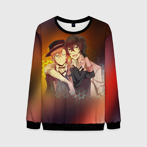 Мужской свитшот Дазай и Чуя / 3D-Черный – фото 1