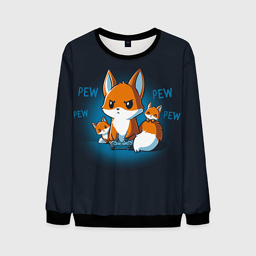 Мужской свитшот Лисы-геймеры / 3D-Черный – фото 1