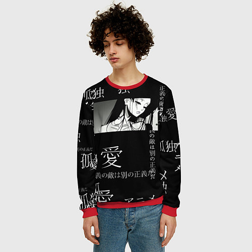 Мужской свитшот Аниме девушка / 3D-Красный – фото 3