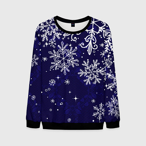 Мужской свитшот Новогодние снежинки / 3D-Черный – фото 1