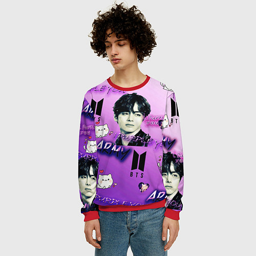 Мужской свитшот I purple you / 3D-Красный – фото 3