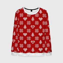Свитшот мужской Красный рождественский свитер, цвет: 3D-белый