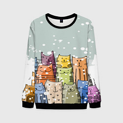 Свитшот мужской Котики, цвет: 3D-черный