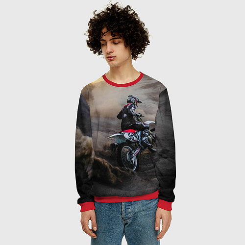 Мужской свитшот Душа питбайкера / 3D-Красный – фото 3