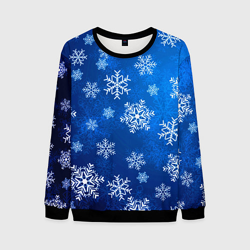 Мужской свитшот Новый Год Снежинки / 3D-Черный – фото 1
