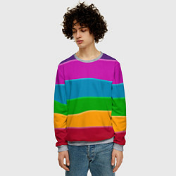 Свитшот мужской Разноцветные полоски, цвет: 3D-меланж — фото 2