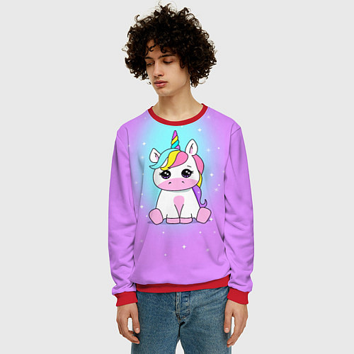 Мужской свитшот Единорог / 3D-Красный – фото 3