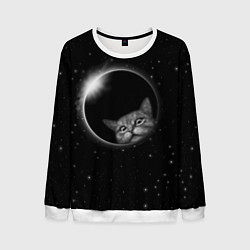Свитшот мужской Кот в Космосе, цвет: 3D-белый