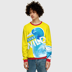 Свитшот мужской Оставайся диким - селезень, цвет: 3D-красный — фото 2