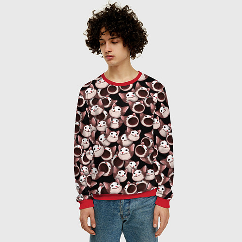 Мужской свитшот Popping cats / 3D-Красный – фото 3