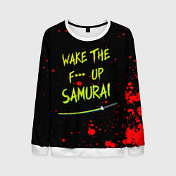 Свитшот мужской WAKE THE F*** UP SAMURAI, цвет: 3D-белый