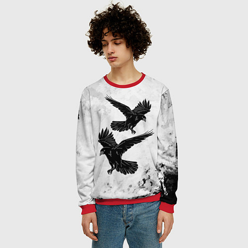 Мужской свитшот Gothic crows / 3D-Красный – фото 3