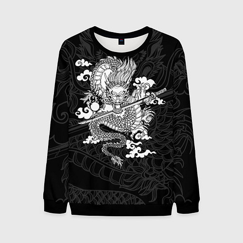 Мужской свитшот ДРАКОН DRAGON / 3D-Черный – фото 1