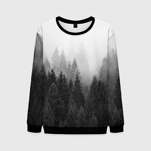 Мужской свитшот Туманный лес / 3D-Черный – фото 1