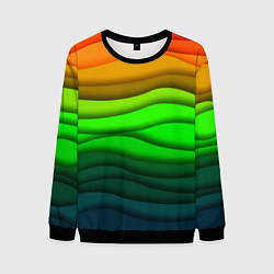 Свитшот мужской Цветные волны, цвет: 3D-черный