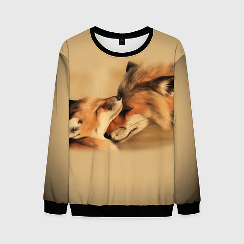 Мужской свитшот Лисички / 3D-Черный – фото 1