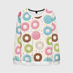 Свитшот мужской Пончики Donuts, цвет: 3D-белый