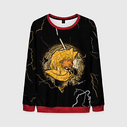 Свитшот мужской ЗЕНИЦУ ZENITSU КЛИНОК РАССЕКАЮЩИЙ ДЕМОНОВ, цвет: 3D-красный