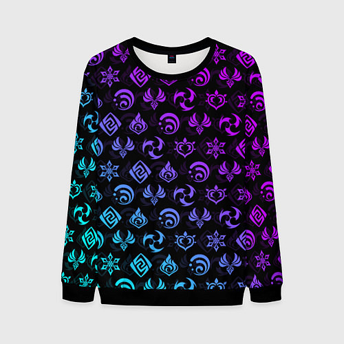 Мужской свитшот GENSHIN IMPACT NEON / 3D-Черный – фото 1