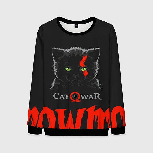 Мужской свитшот Cat of war / 3D-Черный – фото 1