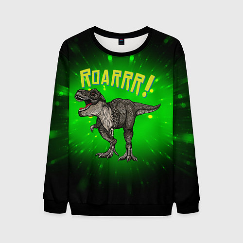 Мужской свитшот Roarrr! Динозавр T-rex / 3D-Черный – фото 1