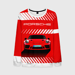 Свитшот мужской PORSCHE ПОРШЕ RED STYLE, цвет: 3D-белый