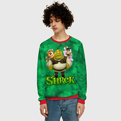 Свитшот мужской Шрек, Осел, Пиннокио и свин, цвет: 3D-красный — фото 2