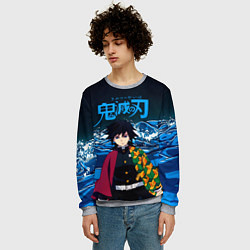 Свитшот мужской Гию Томиока Кокушибо Kimetsu no Yaiba, цвет: 3D-меланж — фото 2