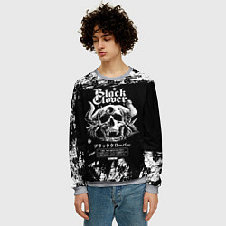 Свитшот мужской Чёрный клевер череп демона, цвет: 3D-меланж — фото 2
