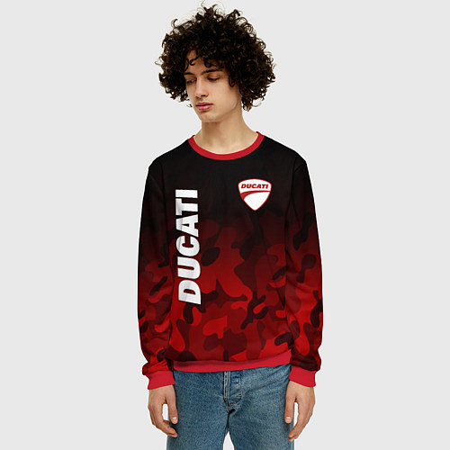 Мужской свитшот DUCATI ДУКАТИ КАМУФЛЯЖ / 3D-Красный – фото 3