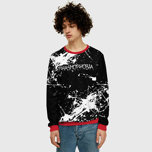 Мужской свитшот Phasmophobia краска / 3D-Красный – фото 3